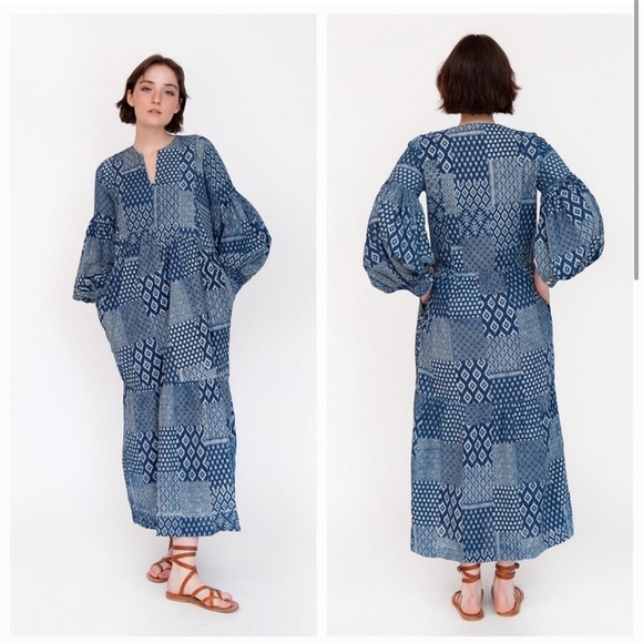 Matta Jade Patchwork Dress in Natural Indigo size XS - Picture 3 of 9